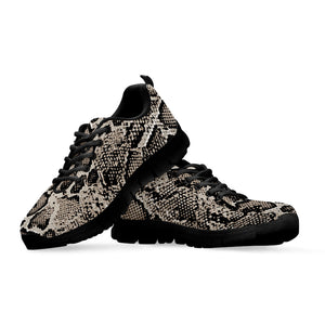 Tan And Black Snakeskin Print Black Running Shoes