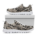 Tan And Black Snakeskin Print White Running Shoes