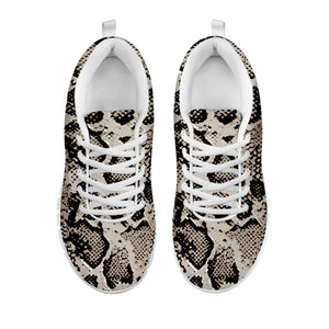 Tan And Black Snakeskin Print White Running Shoes