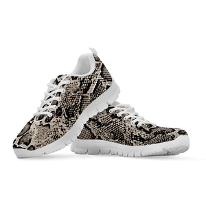 Tan And Black Snakeskin Print White Running Shoes