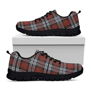 Tartan Knitted Pattern Print Black Running Shoes