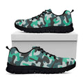 Teal And Black Camouflage Print Black Running Shoes