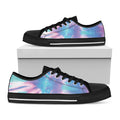 Teal And Pink Tie Dye Print Black Low Top Sneakers