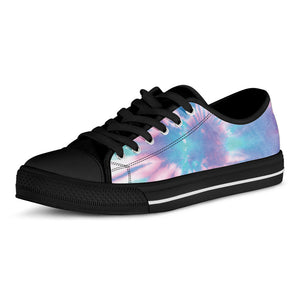 Teal And Pink Tie Dye Print Black Low Top Sneakers