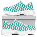 Teal And White Chevron Pattern Print White Chunky Shoes