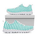 Teal And White Chevron Pattern Print White Running Shoes
