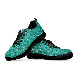 Teal (NOT Real) Glitter Print Black Running Shoes