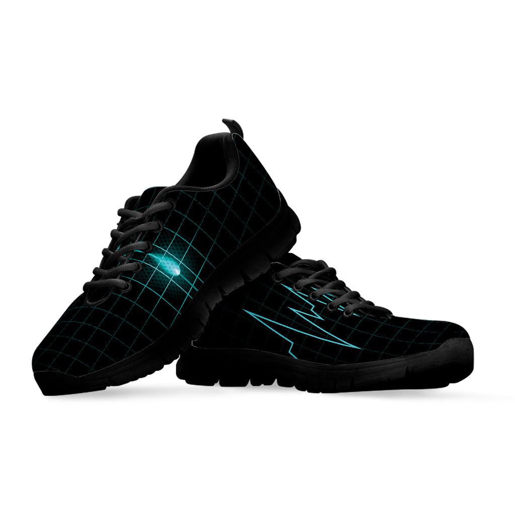 Teal Heartbeat Print Black Running Shoes