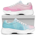 Teal Pink Liquid Marble Print White Chunky Shoes