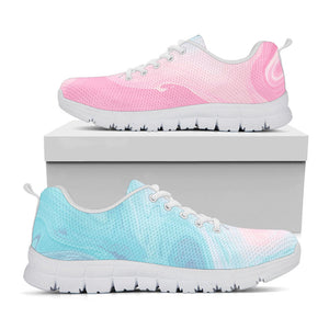 Teal Pink Liquid Marble Print White Running Shoes