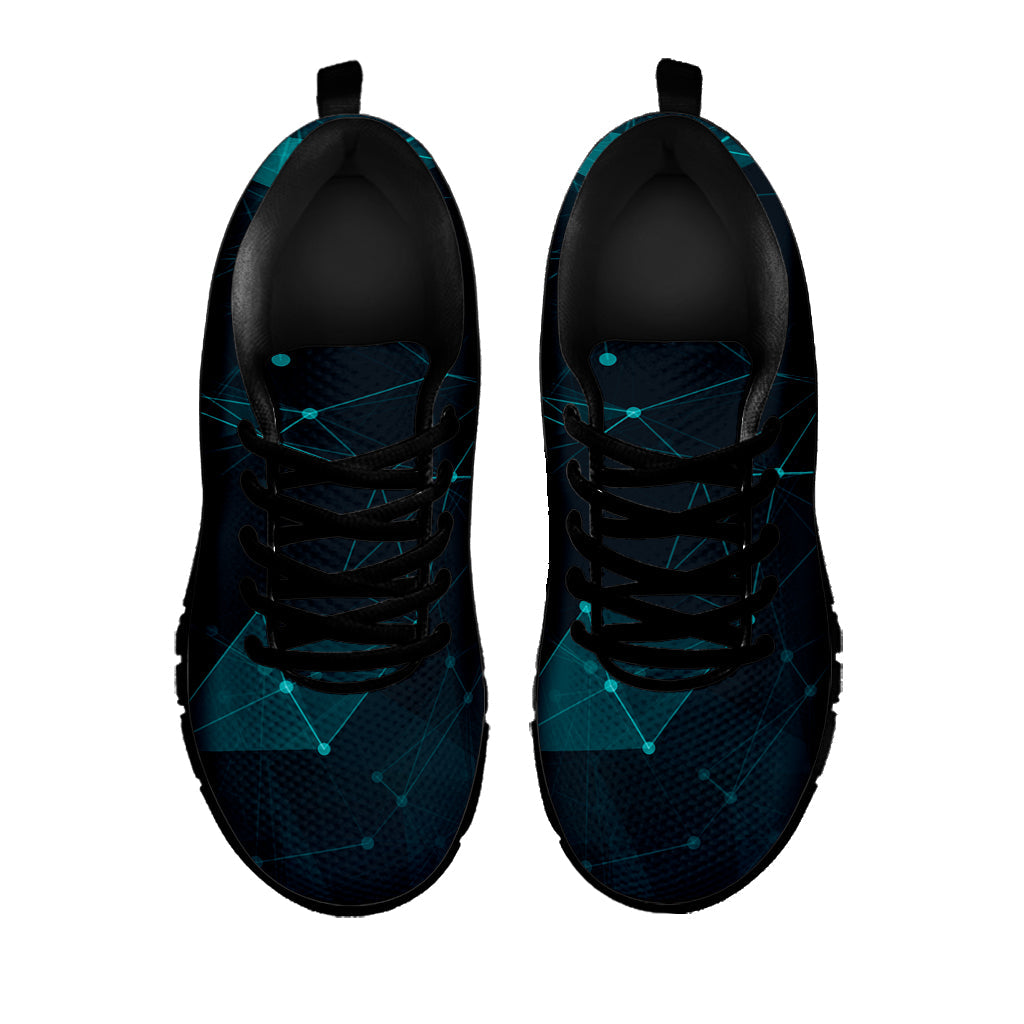 Teal Polygonal Dot Geometric Print Black Running Shoes