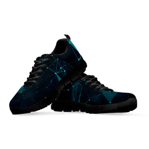 Teal Polygonal Dot Geometric Print Black Running Shoes