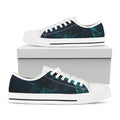 Teal Polygonal Dot Geometric Print White Low Top Sneakers