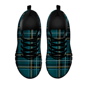 Teal Stewart Tartan Pattern Print Black Running Shoes