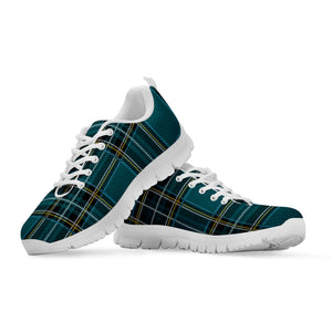 Teal Stewart Tartan Pattern Print White Running Shoes
