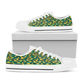 Teal Striped Banana Pattern Print White Low Top Sneakers