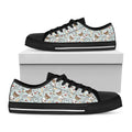 Teddy Bear Doctor Pattern Print Black Low Top Sneakers