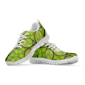 Tennis Ball And Racket Pattern Print White Running Shoes