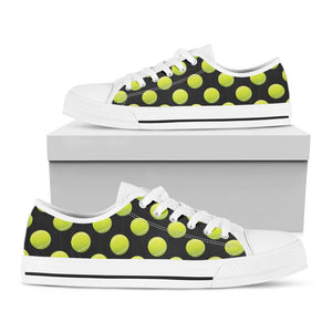 Tennis Balls Pattern Print White Low Top Sneakers