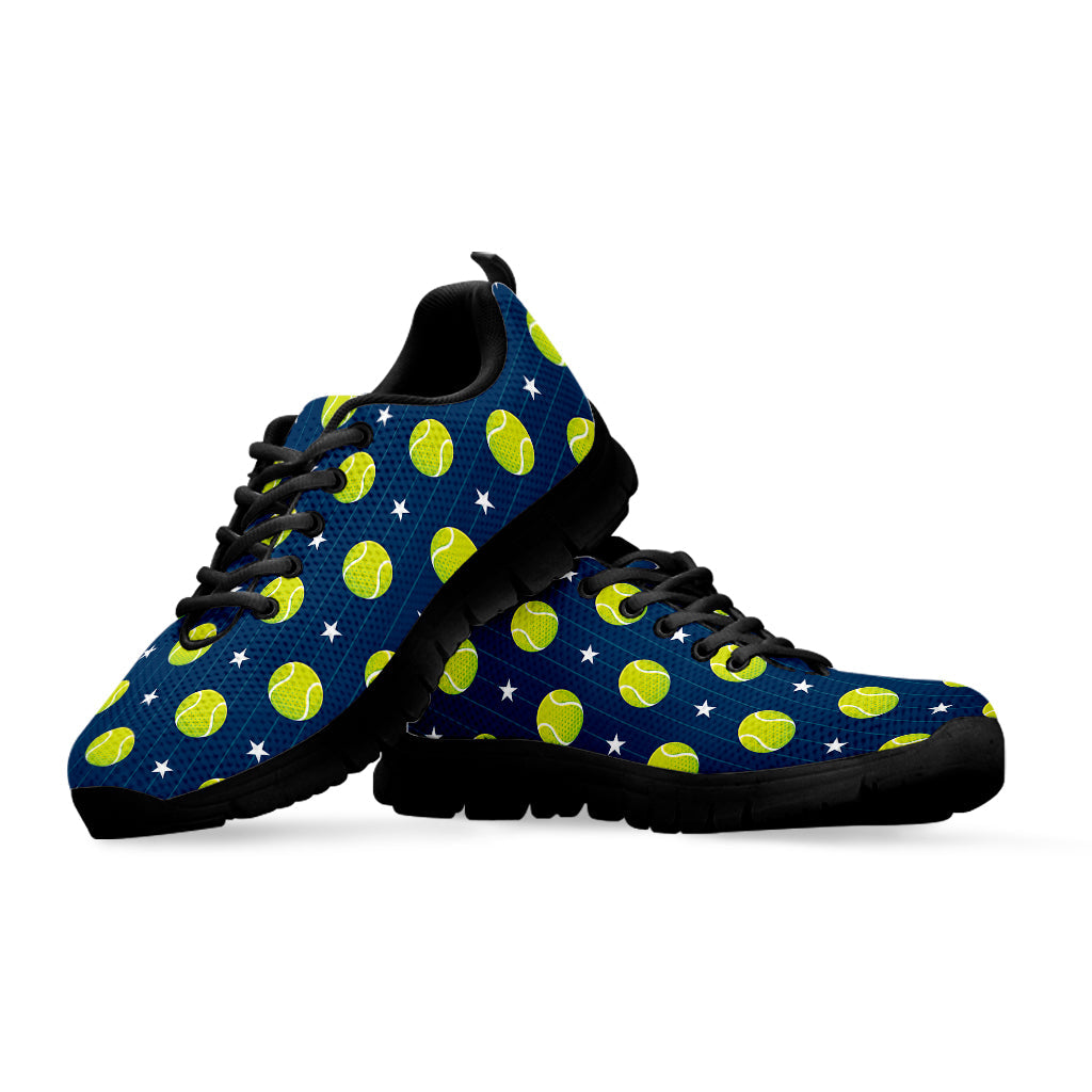 Tennis Sport Pattern Print Black Running Shoes