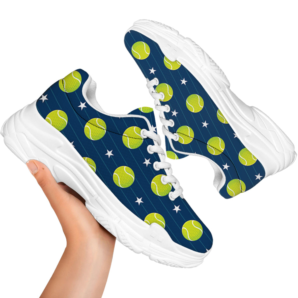 Tennis Sport Pattern Print White Chunky Shoes