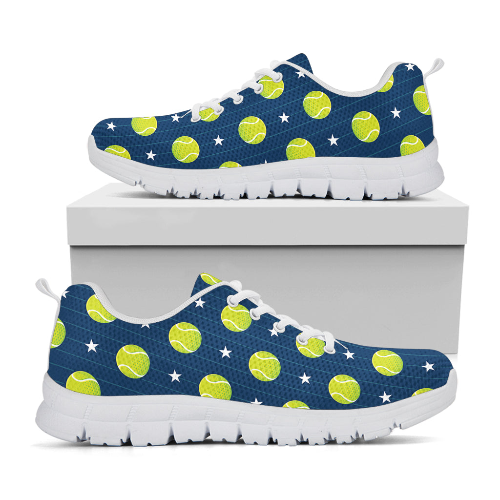 Tennis Sport Pattern Print White Running Shoes