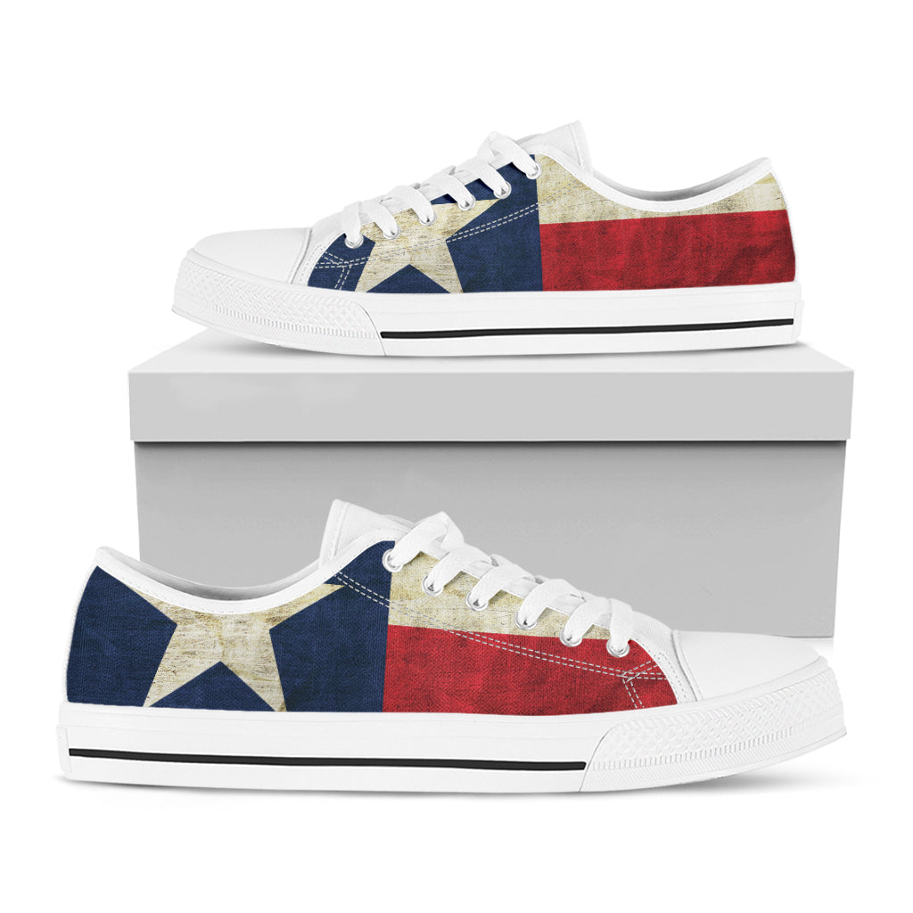 Texas Flag Print White Low Top Sneakers