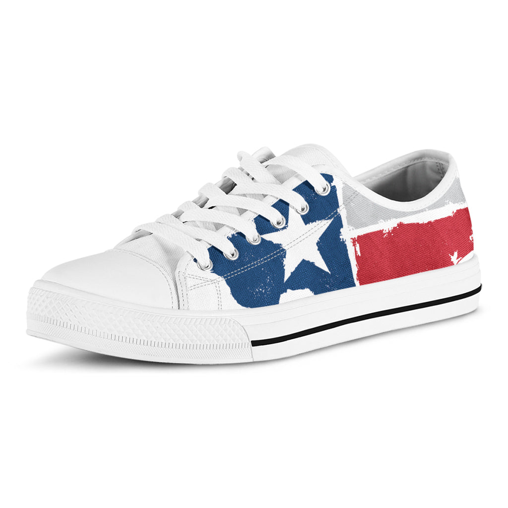 Texas State Flag Print White Low Top Sneakers