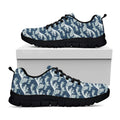 The Great Kanagawa Wave Pattern Print Black Running Shoes
