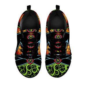 The Seven Chakras Print Black Running Shoes