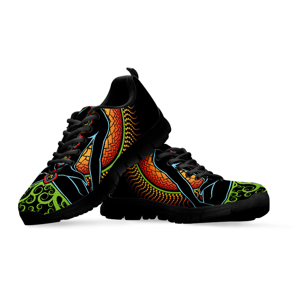 The Seven Chakras Print Black Running Shoes