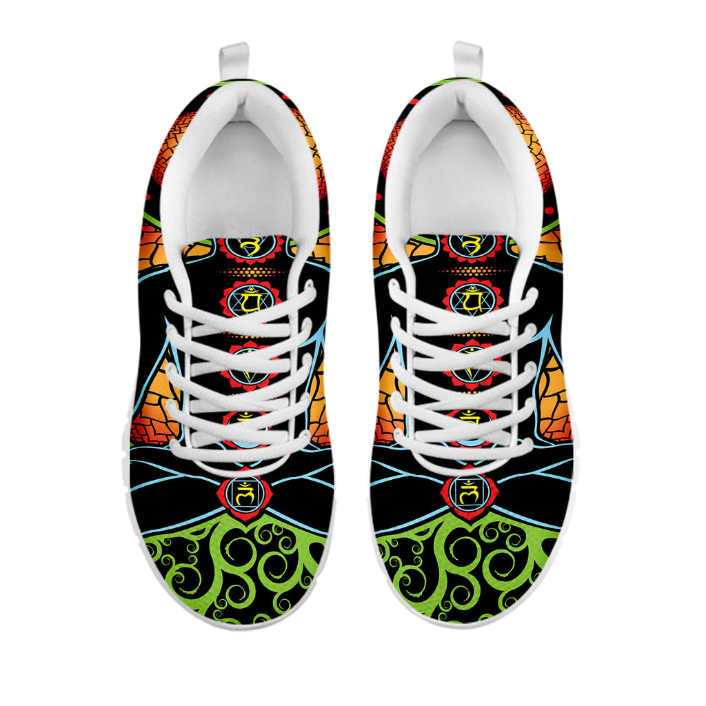 The Seven Chakras Print White Running Shoes