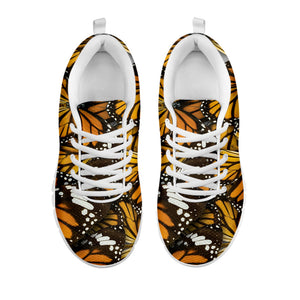 Tiger Monarch Butterfly Pattern Print White Running Shoes