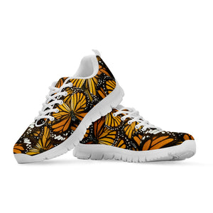 Tiger Monarch Butterfly Pattern Print White Running Shoes