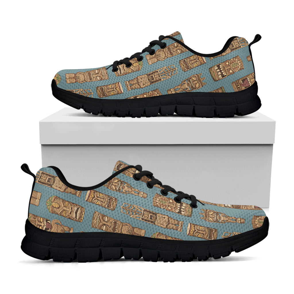 Tiki Totem Pattern Print Black Running Shoes