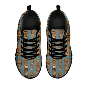 Tiki Totem Pattern Print Black Running Shoes