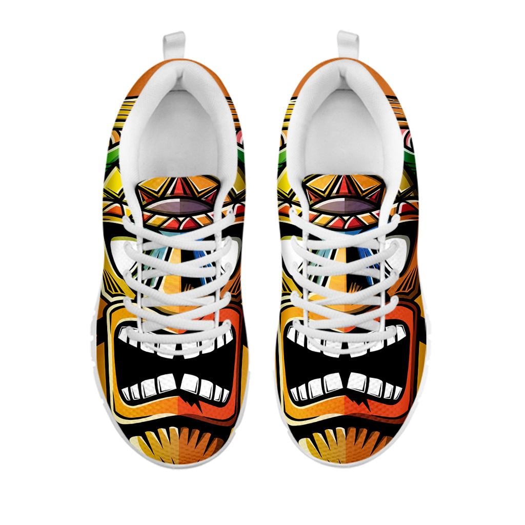 Tiki Totem Print White Running Shoes