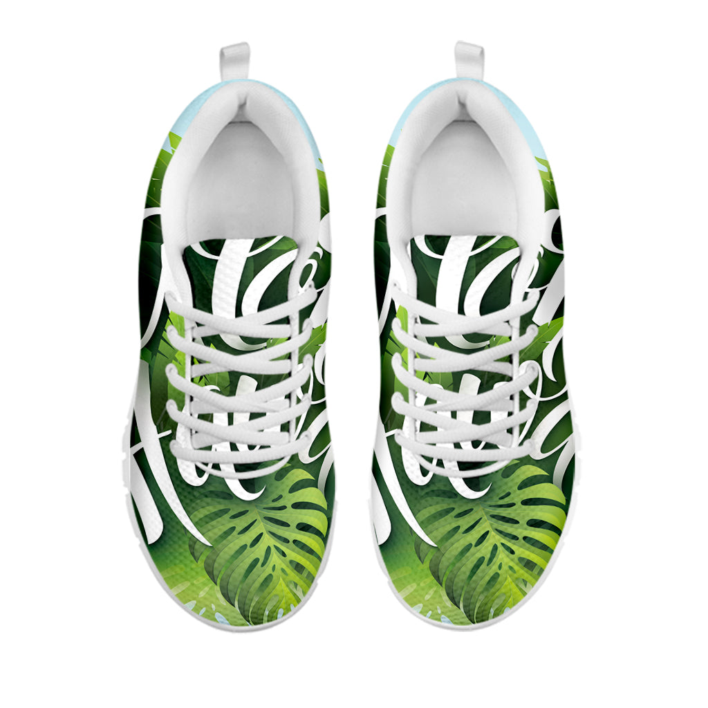 Toucan Aloha Hawaii Print White Running Shoes