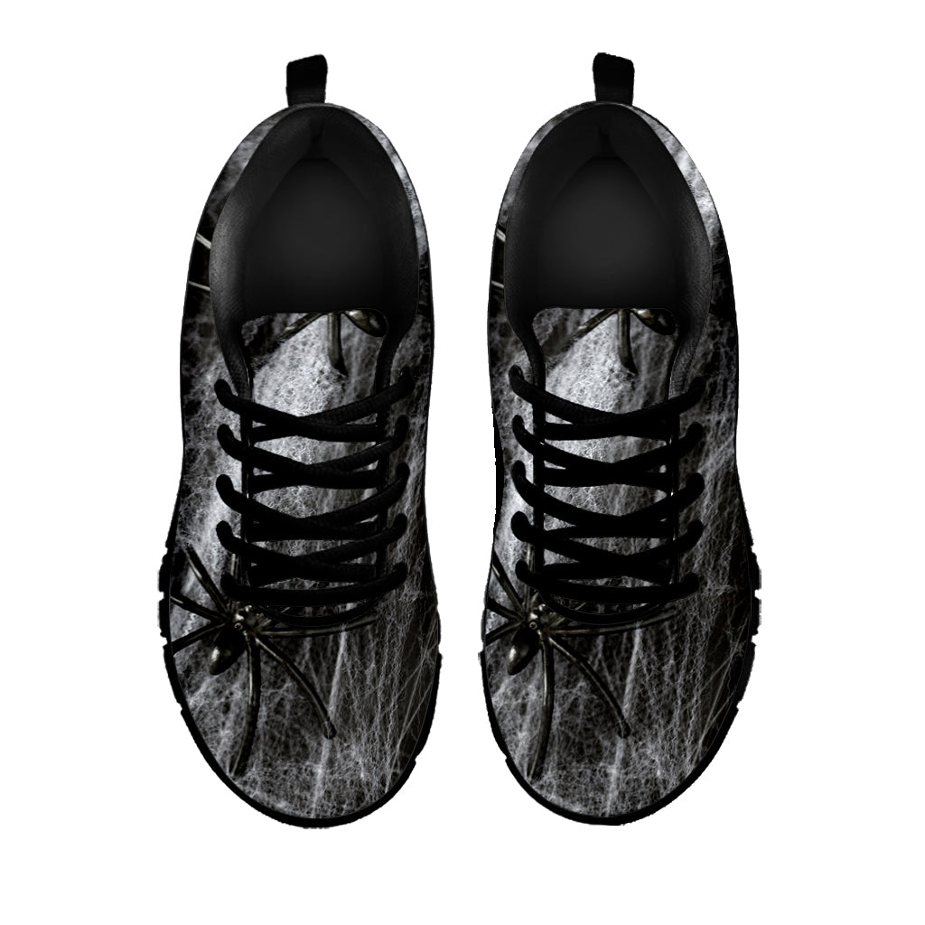 Toy Spiders And Cobweb Print Black Running Shoes