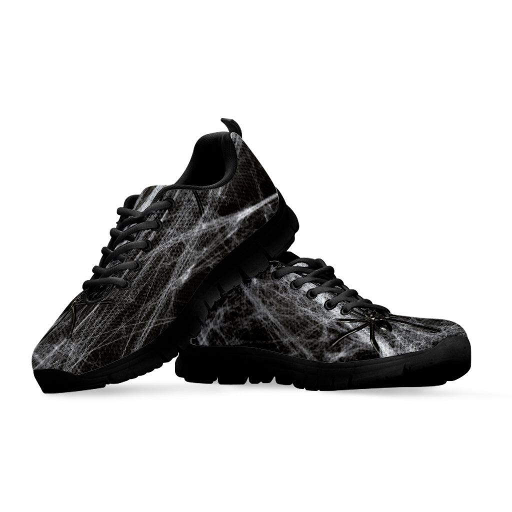 Toy Spiders And Cobweb Print Black Running Shoes