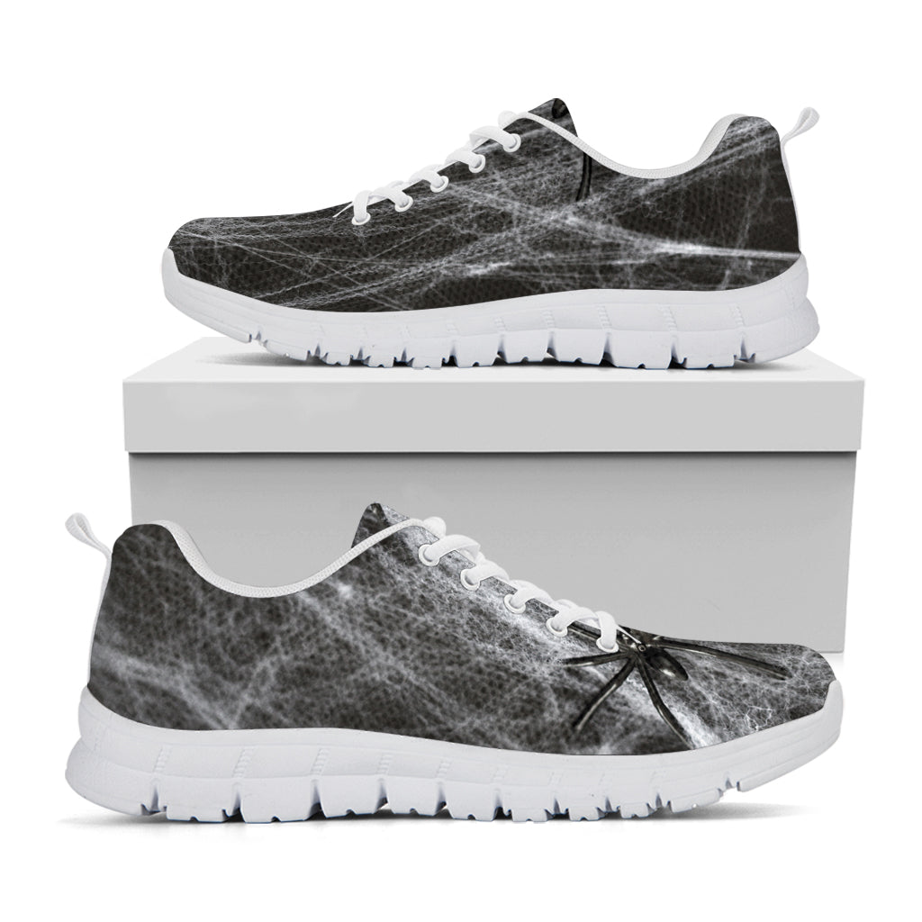 Toy Spiders And Cobweb Print White Running Shoes
