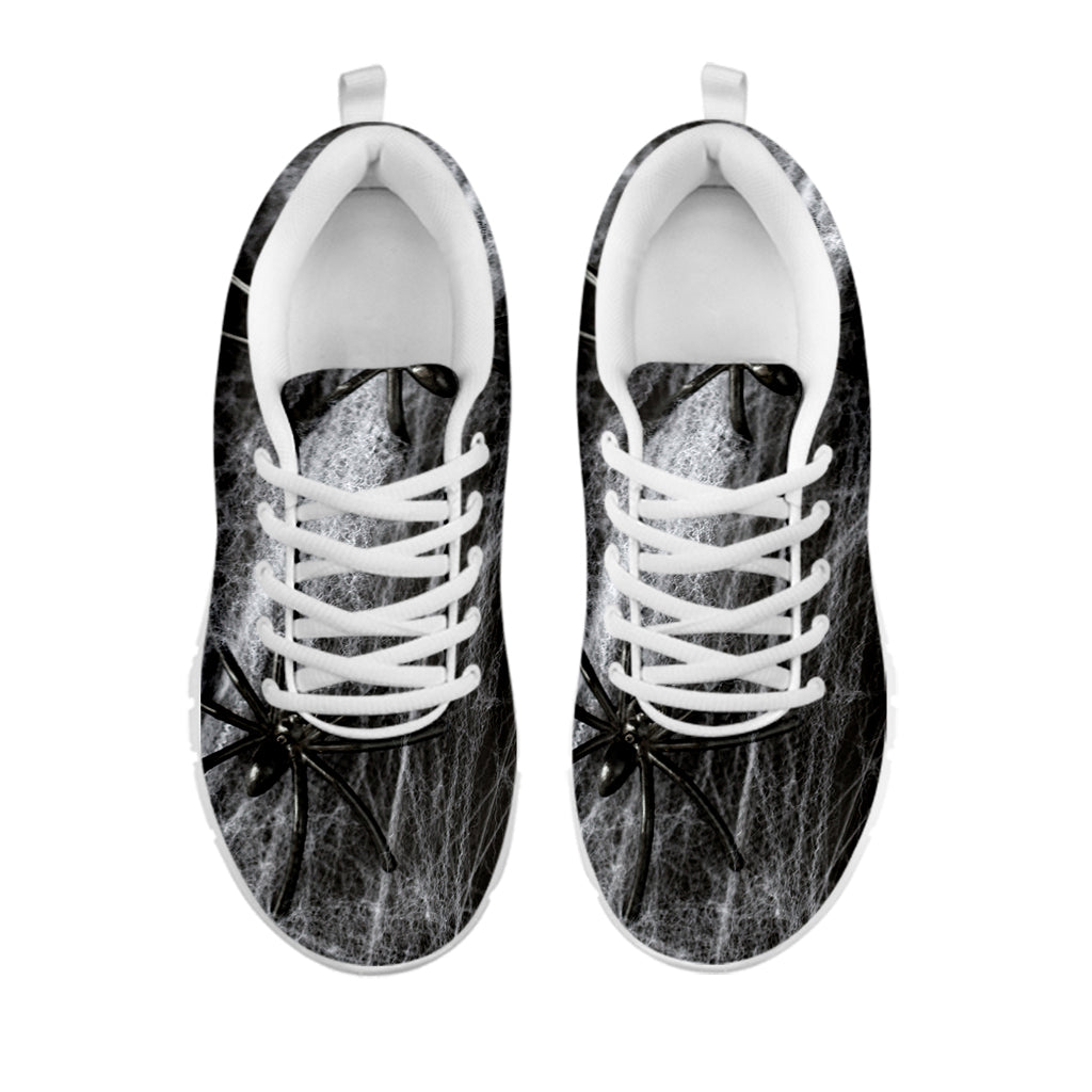 Toy Spiders And Cobweb Print White Running Shoes