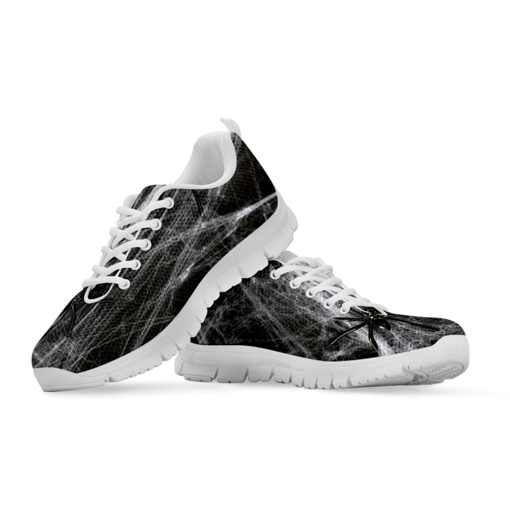 Toy Spiders And Cobweb Print White Running Shoes