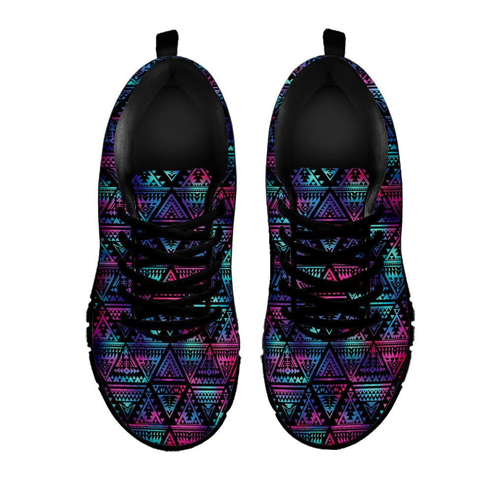 Triangle Ethnic Navajo Pattern Print Black Running Shoes