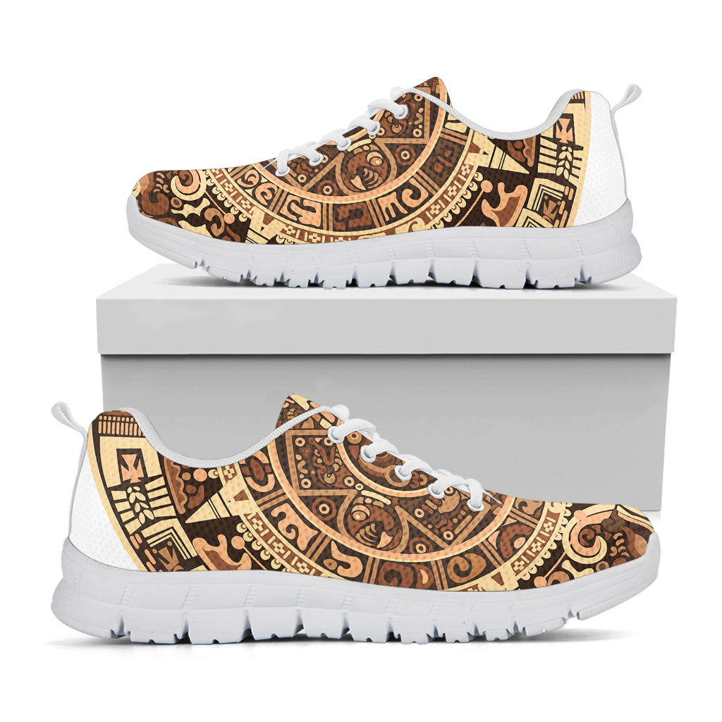 Tribal Maya Calendar Print White Running Shoes