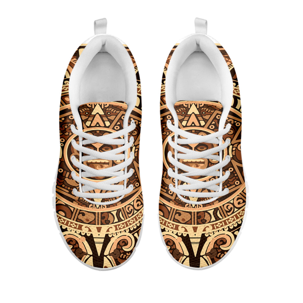 Tribal Maya Calendar Print White Running Shoes