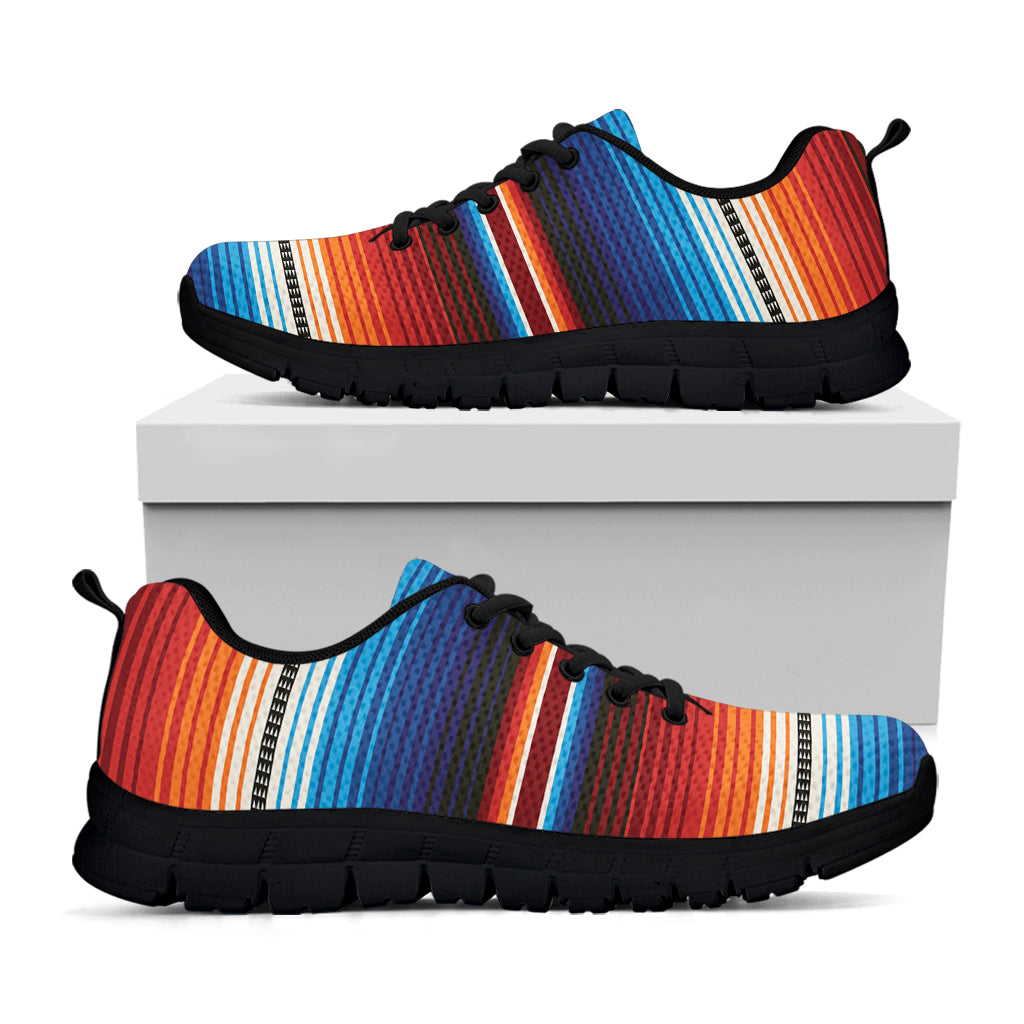 Tribal Mexican Blanket Pattern Print Black Running Shoes