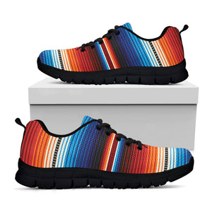 Tribal Mexican Blanket Pattern Print Black Running Shoes