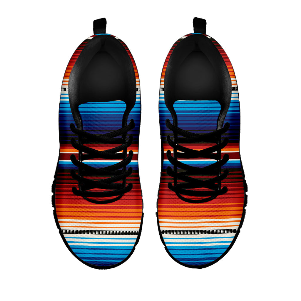 Tribal Mexican Blanket Pattern Print Black Running Shoes