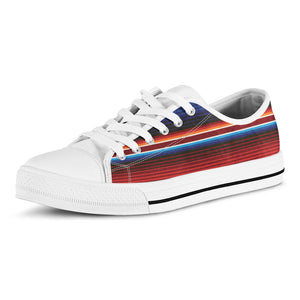 Tribal Mexican Blanket Pattern Print White Low Top Sneakers